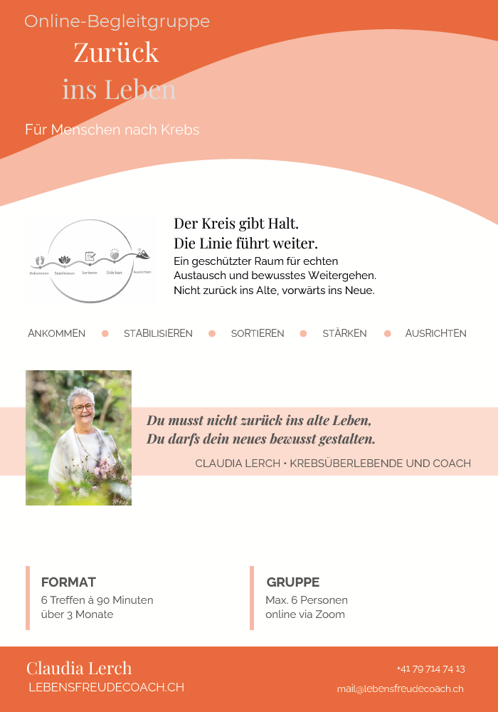 PDF Flyer Online-Begleitgruppe Zurück ins Leben — Claudia Lerch LebensfreudeCoach